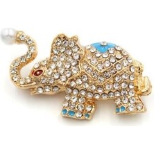 Royaleks Taşlı Fil Broş - Altın