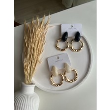 Busradan Design Dövme Halka Plaka ve Taş Detaylı Küpe