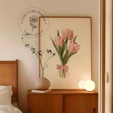 512 Art Design Lale Duvar Dekor Çiçek Desen Çerçevesiz Kuşe Kağıt Poster Estetik Modern Poster