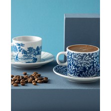 Lacivert Porselen 2'li Kahve Fincan Takımı, 80 Ml, Şık ve Zarif Tasarım