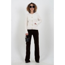 Zelish My Sister Kahve Flok Kaplama Flare Pantolon