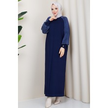 Pamuk Butik Kadın Kolu Ipek Kupra Yarım Balıkçı Yaka Merserize Triko Elbise -PMK497