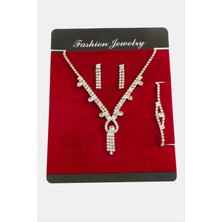 Gümüş Takıcım Oval Taşlı Lüks Suyolu Set Kolye