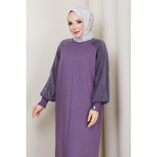 Pamuk Butik Kadın Kolu Ipek Kupra Yarım Balıkçı Yaka Merserize Triko Elbise -PMK497