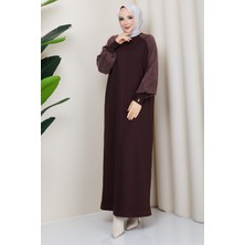 Pamuk Butik Kadın Kolu Ipek Kupra Yarım Balıkçı Yaka Merserize Triko Elbise -PMK497