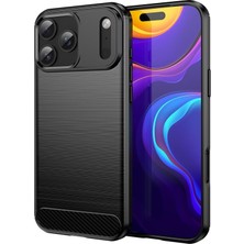 Microcase iPhone 17 Promax ile Uyumlu Brushed Carbon Fiber Silikon Kılıf - Siyah AL3332