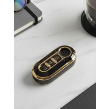 Lanitra Fiat Fiorino Doblo 500 Ducato Punto Bravo Boxer Jumper Uyumlu 3 Buton Nano Anahtar Kılıfı Siyah Gold