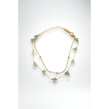 Stella Fortis Aventurin Taşlı Çift Sıra Halhal | Gold Zincir