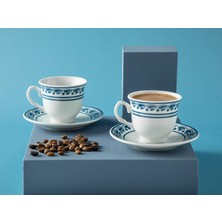 Lacivert 4 Parça Porselen Kahve Fincan Takımı, 80 Ml, 2 Kişilik