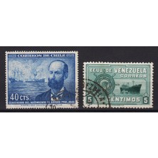 Banknoting Venezuela 1951 ve Şili 1948 Damgalı Pul.