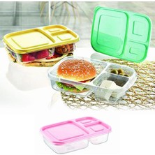 Just Cheap Store 3 Bölmeli Sefer Tası Pratik Kolay Gıda Diyet Saklama Erzak Kabı (4741)