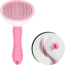 Just Cheap Store Kedi Köpek Tüy Toplayıcı Kendini Temizleyebilen Ergonomik Saplı Evcil Hayvan Tarağı Pembe (4741)