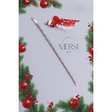 Mersi Shop Yılbaşı Temalı Zilli Kedi Oyun Oltası | Tüylü ve Sesli Kedi Oyuncağı Eğlenceli Av Oltası