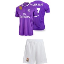 2016/17 Real Madri'd Ronaldo Mor Futbol Çocuk Forması 2'li Set (Beyaz Şortlu) Forma+Short