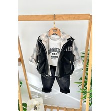 Miniğimin Cicileri Brooklyn Baskılı Ekose Gömlek ve Yelekli Erkek Çocuk 4’lü takım - Siyah