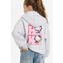 DeFacto Hello Kitty Oversize Geniş Kalıp Kapüşonlu Sırt Baskılı İçi Yumuşak Tüylü Sweatshirt Kız Çocuk G6354A825WN
