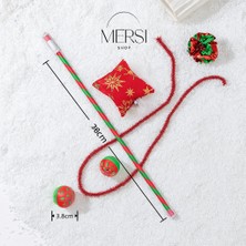 Mersi Shop Yılbaşı Konseptli Kedi Oyuncak Seti | Zilli, Peluş ve Oltalı Eğlenceli Kedi Oyun Seti