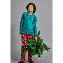 DeFacto Erkek Çocuk Yılbaşı Temalı Pijama Takımı Uzun Kollu Üst Uzun Alt G7260A825CW