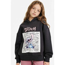 DeFacto Disney Lilo & Stitch Oversize Geniş Kalıp Kapüşonlu İçi Yumuşak Tüylü Sweatshirt Kız Çocuk G6348A825WN