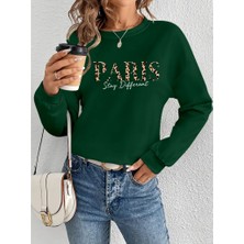 Kendim Fashion Kadın Uzun Kollu Bisiklet Yaka Desenli Viskon Iki Iplik Bluz