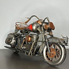 MotoGarage El Yapımı 36 cm Metal Alev Desenli Chopper Motosiklet Model – Metal Biblo & Vintage Maket (