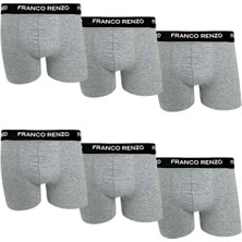 Franco Renzo Erkek 6'lı Lüx Kutulu Pamuklu ve Likralı Boxer - Gri