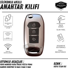 Caralp Ford Focus Fiesta Kuga Mondeo Puma Ranger Ecosport Bmax Cmax Smax Sustalı Anahtar Uyumlu Silikon Anahtar Kılıfı Oto Anahtar Kabı Darbe Emici Anahtarlık Koyu Titan Gri