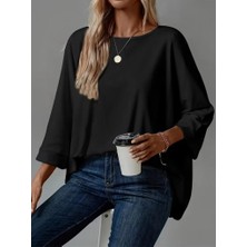 Kendim Fashion Kadın Truvakar Kollu Bisiklet Yaka Viskon Bluz