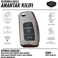 ŞüsCarOto Aksesuar Ford Focus Fiesta Courier Cmax Mondeo Kuga Galaxy Ecosport B Max C Max Tourneo Sustalı Anahtar Uyumlu Silikon Anahtar Kılıfı Oto Anahtar Kabı Darbe Emici Anahtarlık Koyu Titan Gri