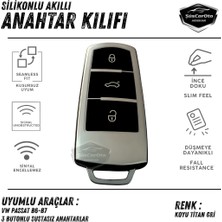 Caralp Volkswagen Passat B6 B7 Uyumlu Silikon Anahtar Kılıfı Oto Anahtar Kabı Darbe Emici Anahtarlık Koyu Titan Gri