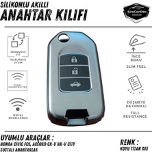 Caralp Honda Civic Fc5 Accord Cr-V Hr-V City Sustalı Anahtar Uyumlu Silikon Anahtar Kılıfı Oto Anahtar Kabı Darbe Emici Anahtarlık Koyu Titan Gri