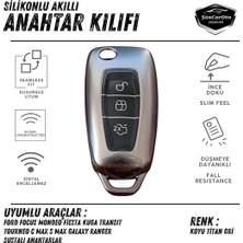 Caralp Ford Focus Fiesta Kuga Mondeo Transit Tourneo Ranger Galaxy Cmax Smax Sustalı Anahtar Uyumlu Silikon Anahtar Kılıfı Oto Anahtar Kabı Darbe Emici Anahtarlık Koyu Titan Gri