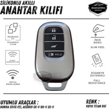 Caralp Honda Civic Fe1 Accord Cr-V Hr-V Zr-V Uyumlu Silikon Anahtar Kılıfı Oto Anahtar Kabı Darbe Emici Anahtarlık Koyu Titan Gri