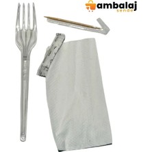 AmbalajSende Çatal-Kürdan-Tuz-Peçete Set (100'LÜ)