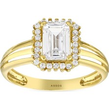 Assos Pırlanta Altın Baget Taşlı Tasarım Yüzük - 14K