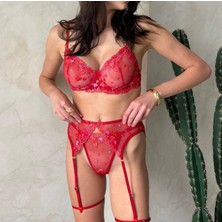 Hama Love Kadın Kırmızı Jartiyer İç Çamaşır Takımı