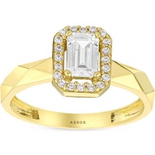 Assos Pırlanta Altın Baget Taşlı Tasarım Yüzük - 14K