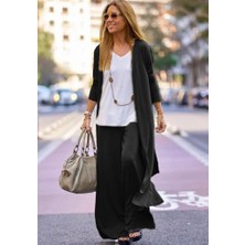 Tiana Kadın Uzun Kollu Önü Açık Viskon Ceket ve Pantolon Ikili Takım