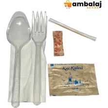 AmbalajSende Çatal-Kaşık-Kürdan-Tuz-Peçete ve Islak Mendil Set