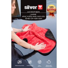 Silver Home Mikrofiber 50×80 cm 1200 Gsm Ekstra Kalın Ekstra Büyük Araç Kurulama Havlusu Kırmızı-Siyah