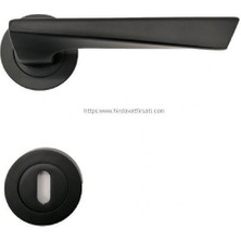 AlanSansli Piramit Mat Siyah Rozetli Kapı Kolu Wc