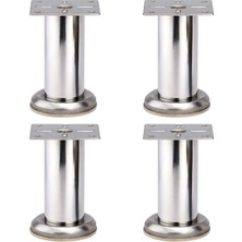 Badem10 Tablalı Krom Metal 8 cm Gümüş 4 Adet Mobilya Ayağı Modern Koltuk Kanepe Tv Ünite Ayağı Ayakları
