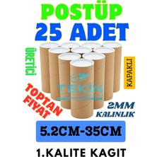 Tekin Ambalaj Postüp Silindir Kutu 5.2cm x 35CM | 25’li Karton Rulo Gönderi Tüpü Toptan Kargo Kutusu