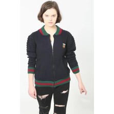 Arben Boutique Tam Fermuarlı Triko Hırka - Lacivert