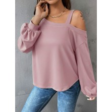 Cotton Lab Cottonlab Kadın Uzun Kollu Tek Omuz Askı Detay Salaş Dalgıç Bluz