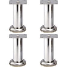 Badem10 Tablalı 4 Adet Krom 10 cm Metal Gümüş Mobilya Ayağı Koltuk Kanepe Dayanıklı Tv Ünite Ayağı Ayakları