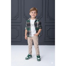 Bontino Erkek Çocuk Kolu Ayarlanabilir Gömlekli, Baskılı Tişörtlü ve Cepli Pantolonlu 3'lü Lüks Takım