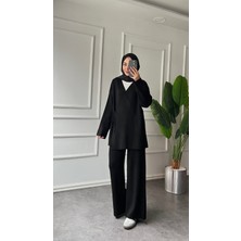 RFK Butik Kadın Yan Bağlamalı Triko Tesettür Takım - Siyah