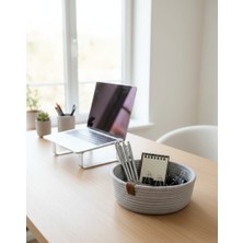 Mtg Jüt Tasarım El Emeği Doğal Jüt Kordon Halattan Yuvarlak Organizer / Ekmek Sepeti / Çok Amaçlı Sepet