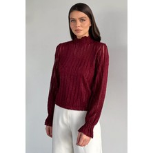 Gülseli Kadın Dik Yaka Işıltılı Bluz P-00019768